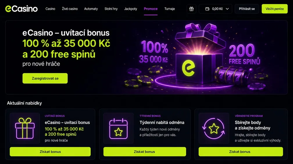 Bonusy v nových českých kasinech — nové české online casino